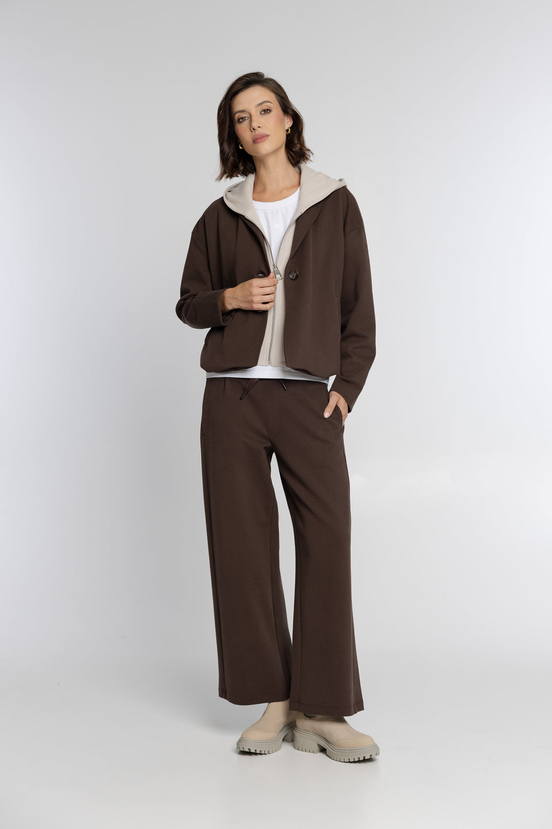 Campione Damen-Set mit Blazer und Hose in Schokoladenbraun