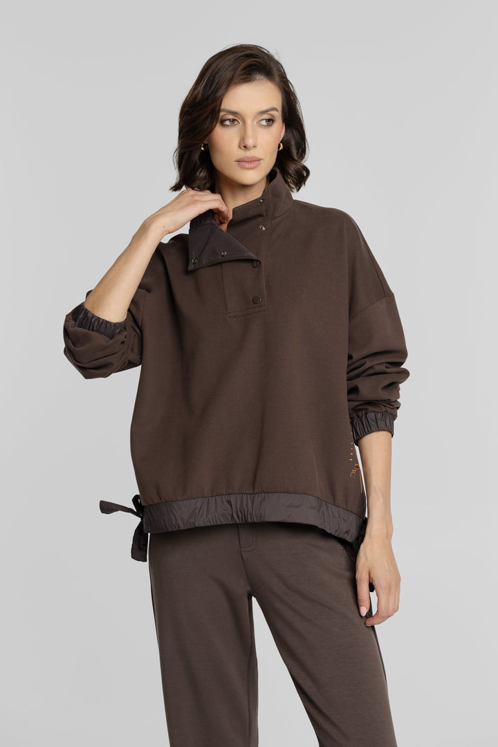 Campione Braunes Set mit Stehkragen-Sweatshirt und Hose