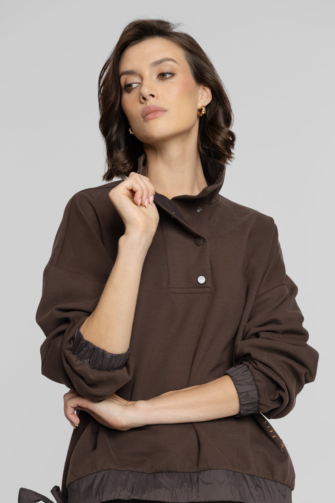 Campione Braunes Set mit Stehkragen-Sweatshirt und Hose