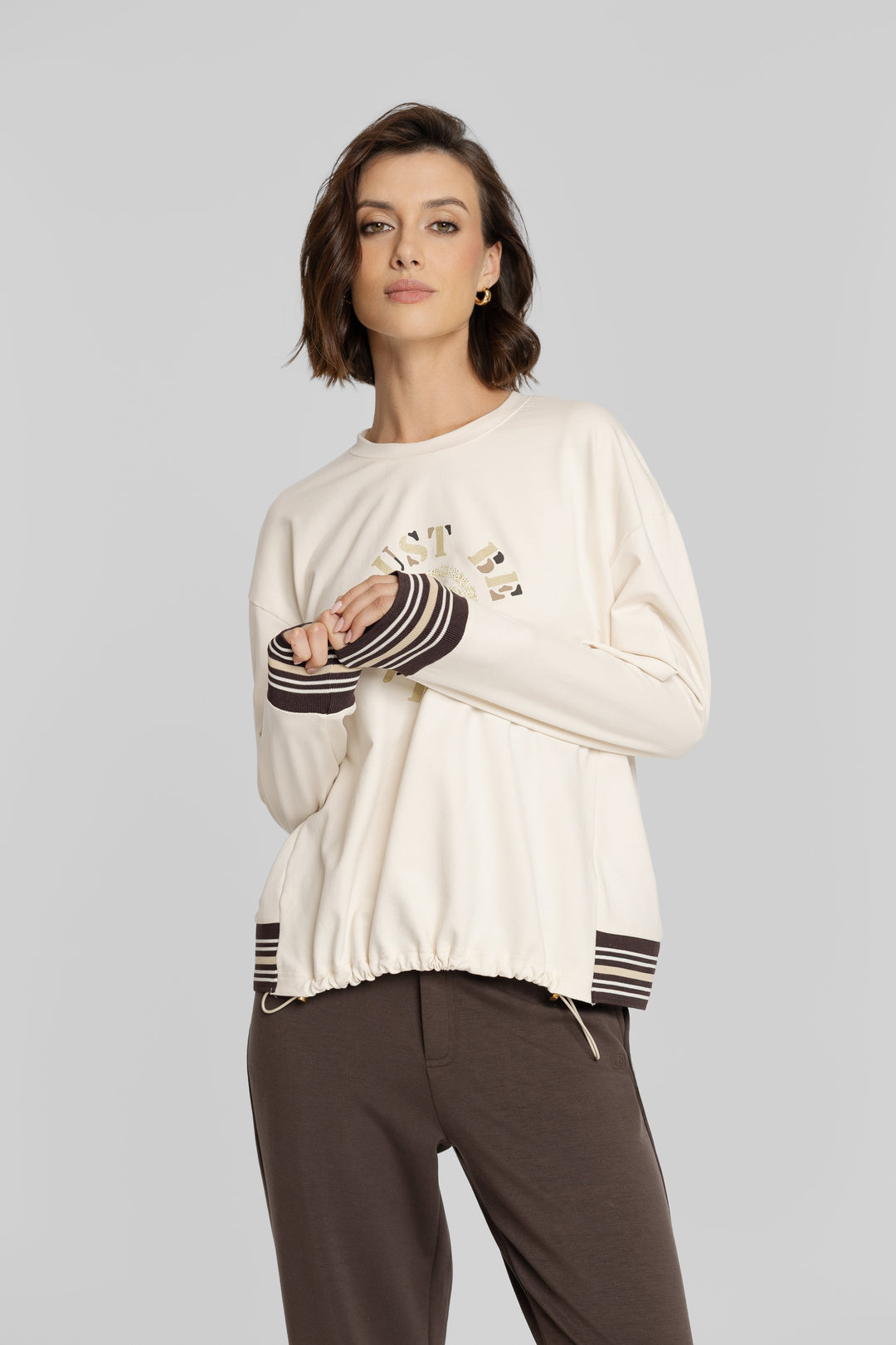 Campione Cream Sweatshirt and Brown Trousers Co-ord