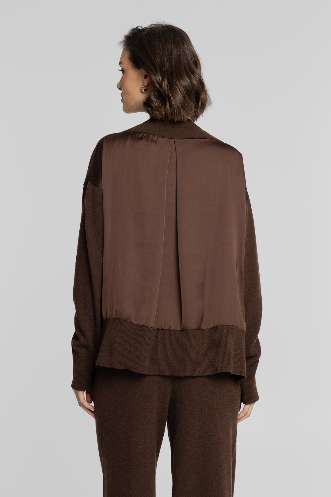 Campione Schokoladenbraunes Strick-Set mit Pullover und Hose