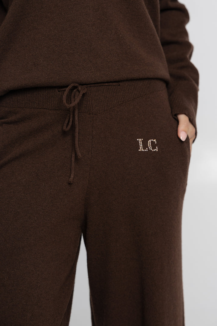 Campione Schokoladenbraunes Strick-Set mit Pullover und Hose