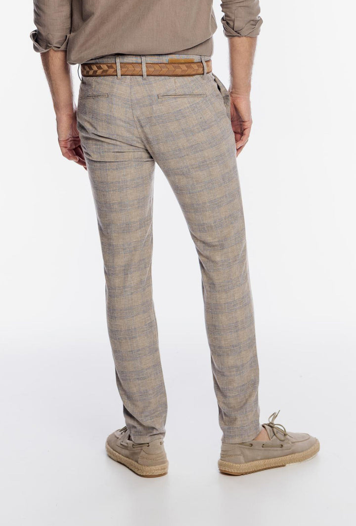 Alberto Herrenhose in Beige mit blauem Karo