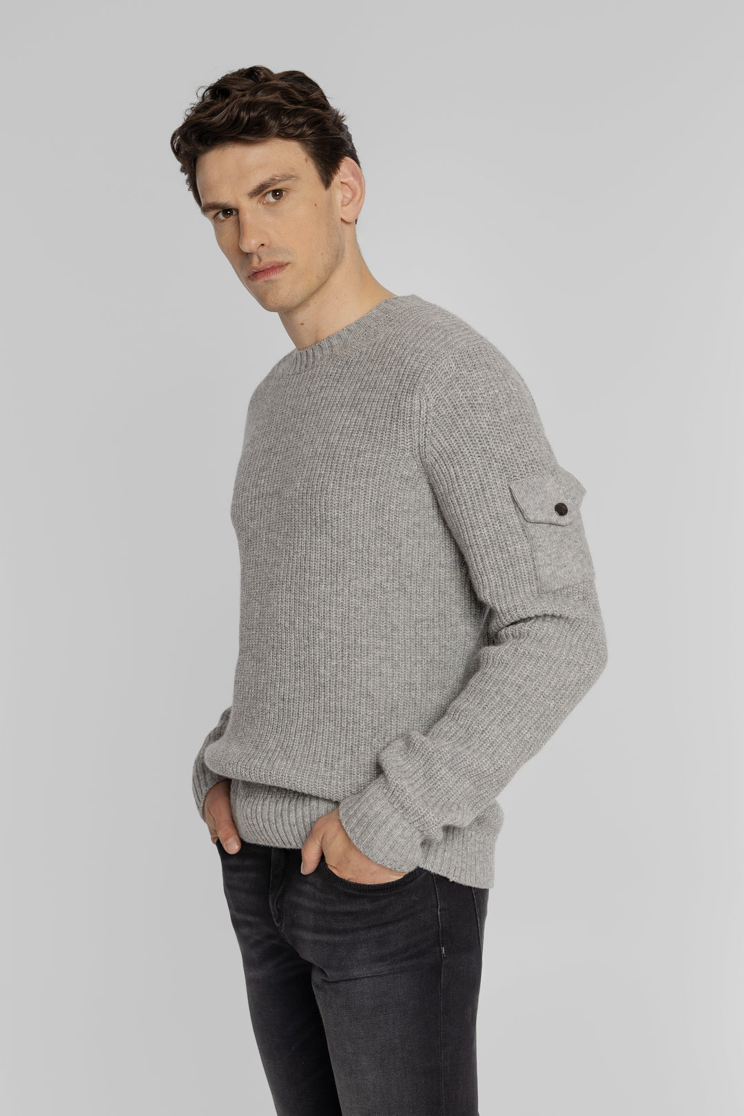 Męski sweter z wełnianym splotem Regular Fit