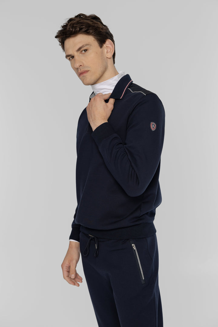 Campione Dunkelblaues Herren-Set mit Langarm-Polo und Hose