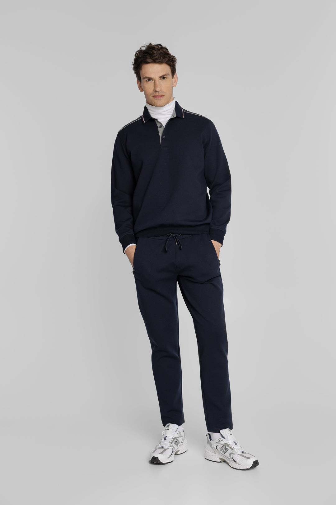 Campione Dunkelblaues Herren-Set mit Langarm-Polo und Hose