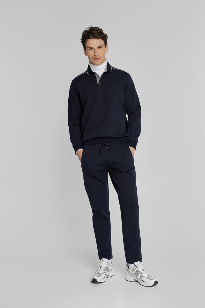 Campione Dunkelblaues Herren-Set mit Langarm-Polo und Hose
