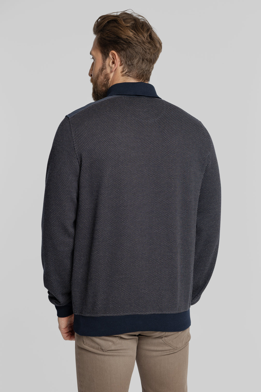 Męska bluza polo z mikrowzorem Regular Fit