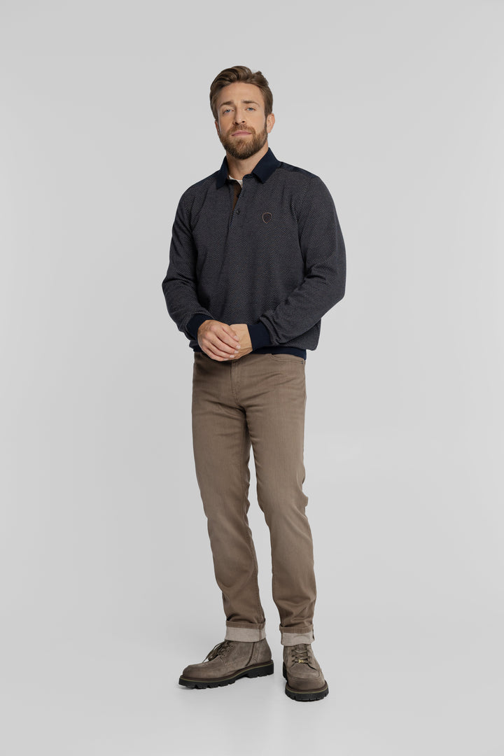 Męska bluza polo z mikrowzorem Regular Fit