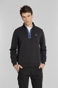 Męska bluza ze stójką i zamkiem 1/4 czarna Regular Fit