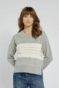 Women's Grey Jumper with a V-neck