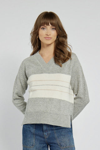 Women's Grey Jumper with a V-neck
