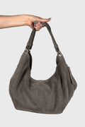 Fratelli Hobo Bag aus weichem Velours in Taupe