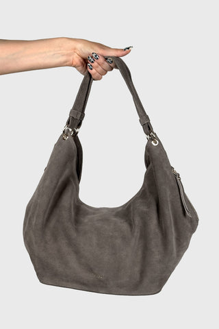 Soft Velour Hobo Bag Fratelli in Taupe