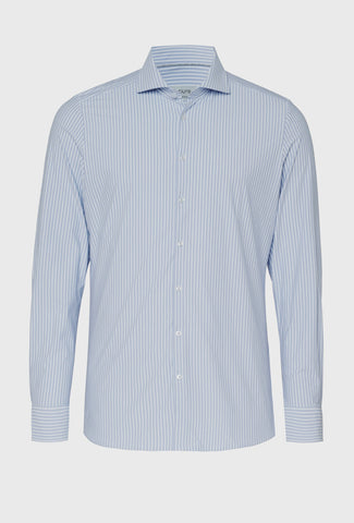 Light Blue Shirt with Classic Vertical Stripes