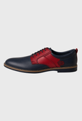 Schnürschuhe aus Leder in Navy und Rot mit Kontrasteinsätzen