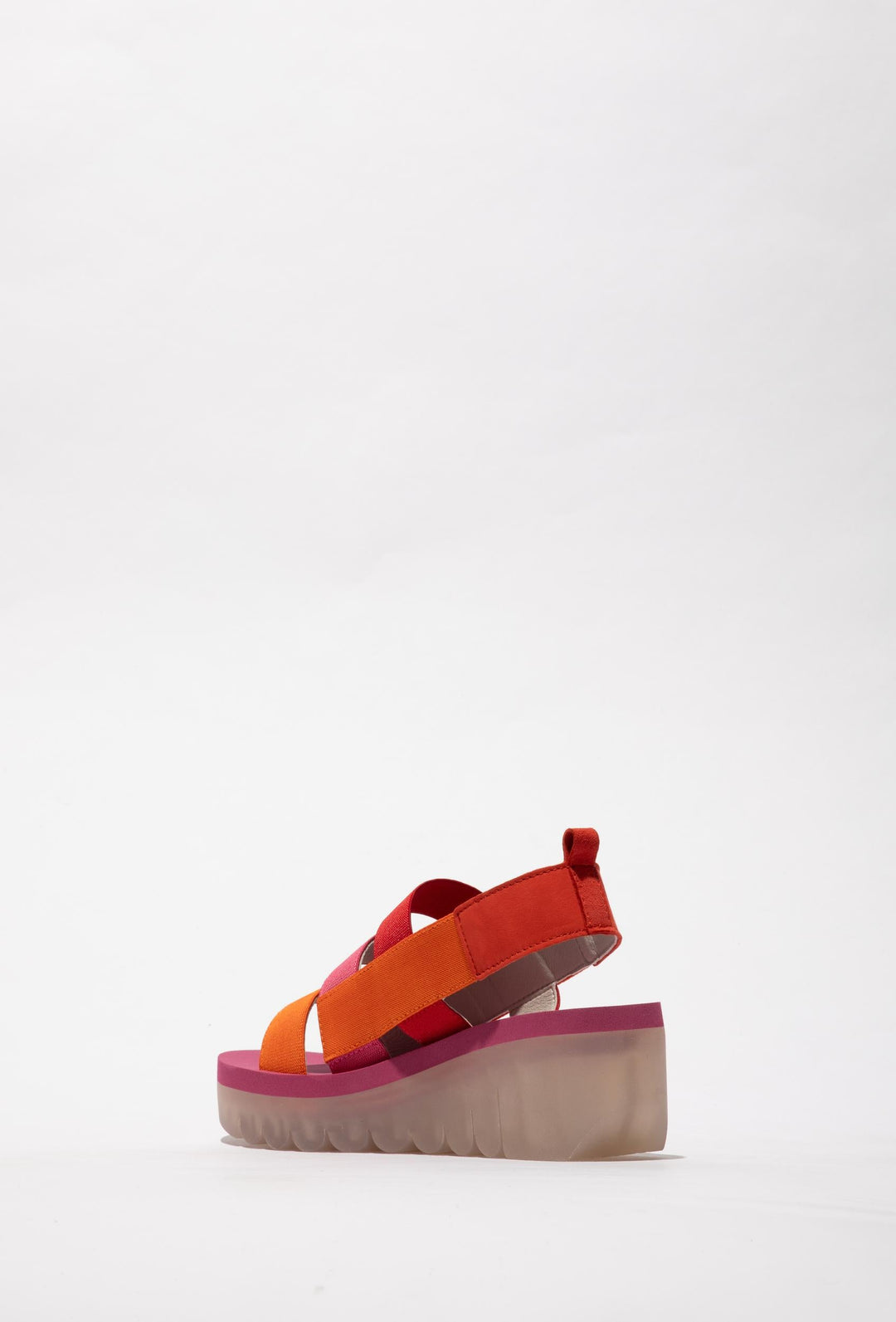 Damensandalen mit Riemen in Rosa, Rot und Orange