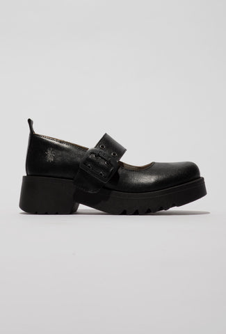 Black Loafers with a Chunky Buckle
