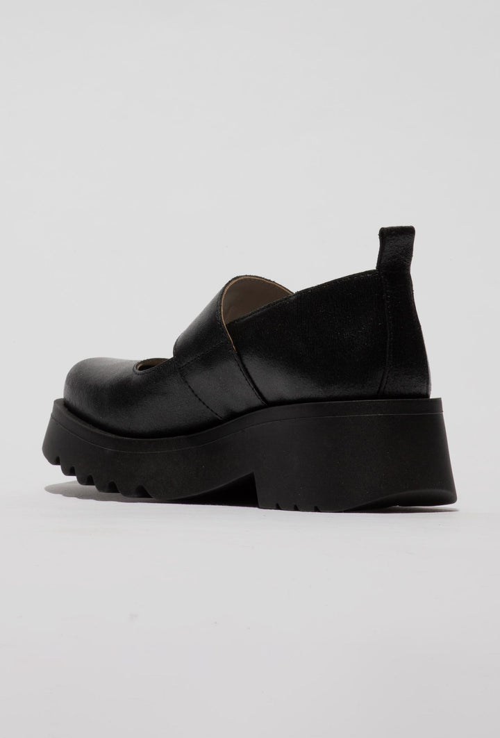 Black Loafers with a Chunky Buckle