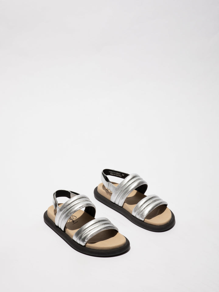 Metallic Sandals with a Dark Sole