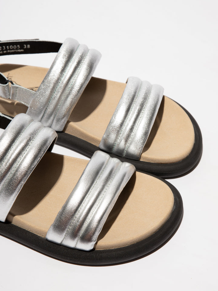 Metallic Sandals with a Dark Sole