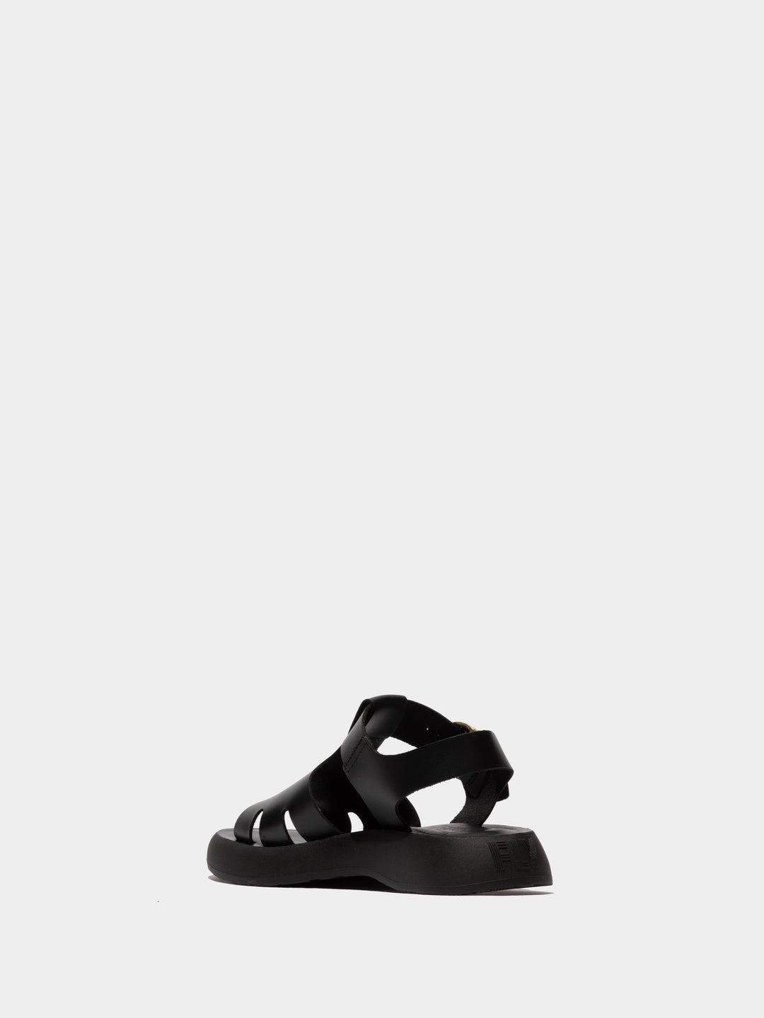 Black Closed Shoes with a Decorative Fastening and Chunky Sole