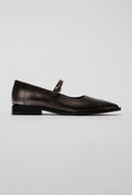 Metallic Flat Shoes with a Strap and Buckle