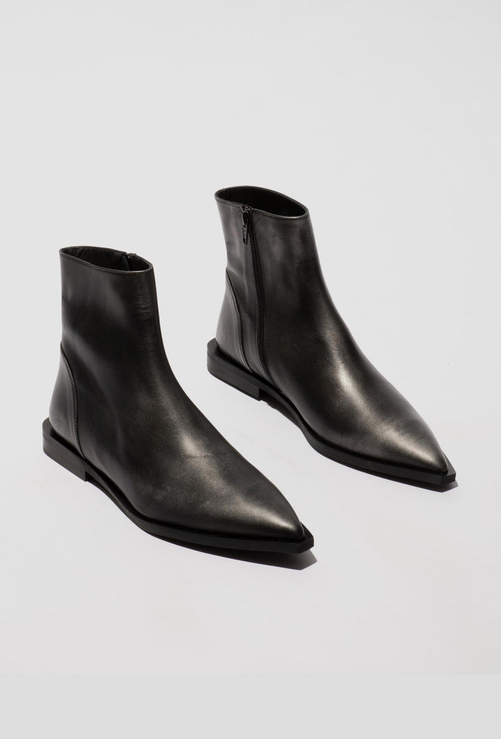 Leather Ankle Boots with a Square Toe