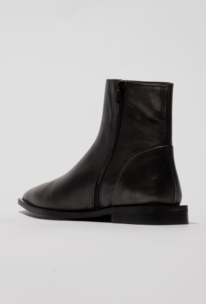 Leather Ankle Boots with a Square Toe