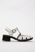 Weiße Ledersandalen mit stabilem Blockabsatz FLY LONDON