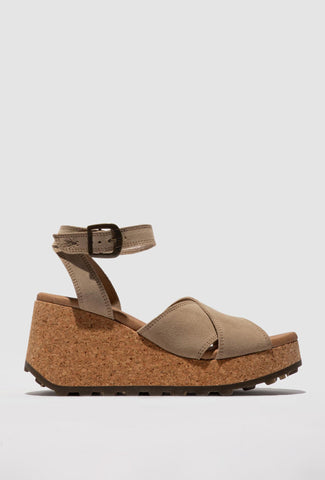 Beige Sandals on a Cork Platform FLY LONDON