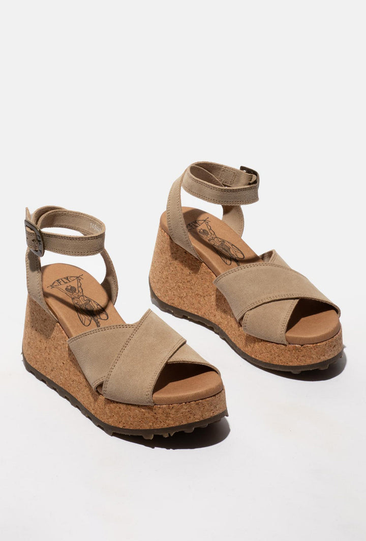 Beige Sandals on a Cork Platform FLY LONDON