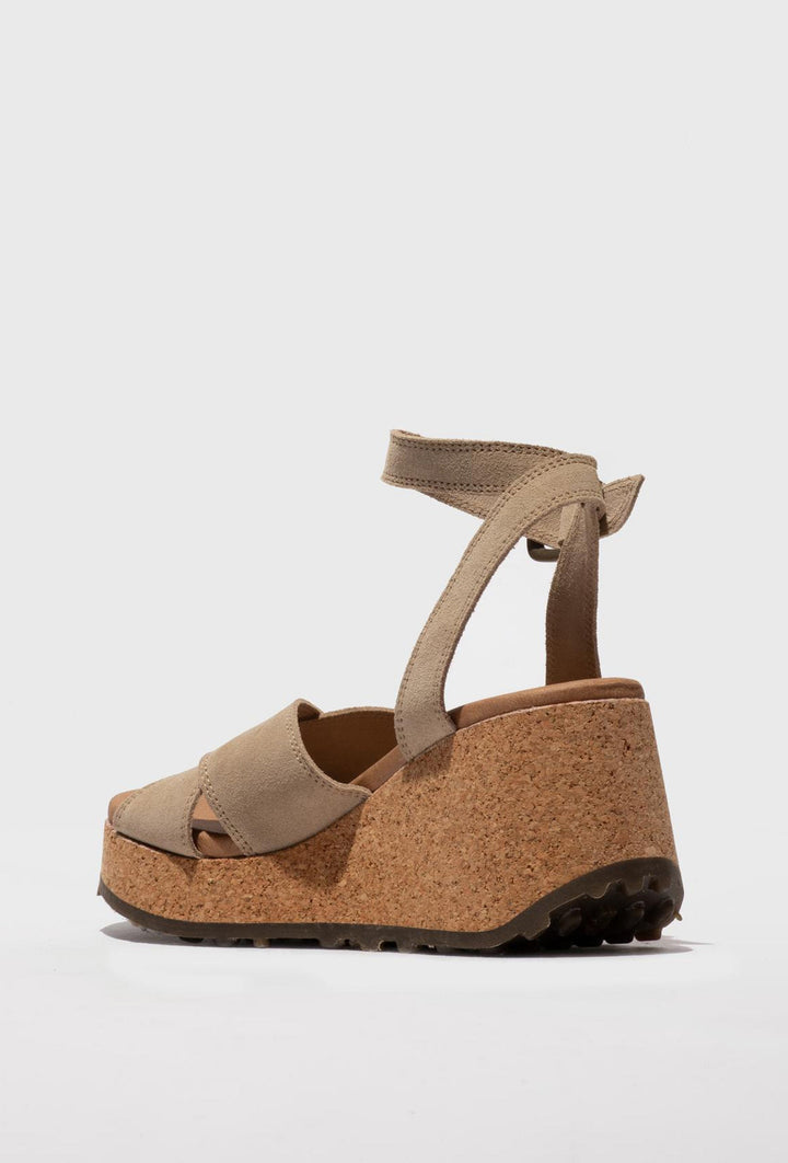 Beige Sandals on a Cork Platform FLY LONDON