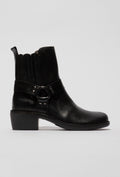 Leather Ankle Boots with a Decorative Strap
