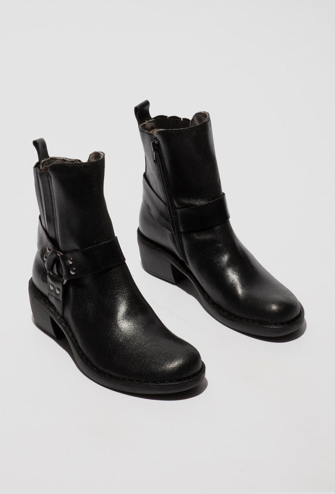 Leather Ankle Boots with a Decorative Strap