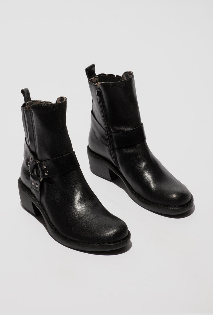 Leather Ankle Boots with a Decorative Strap
