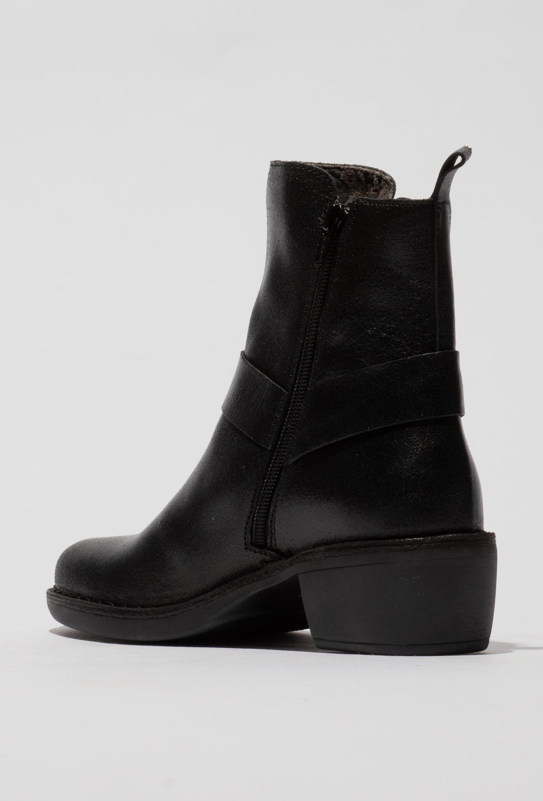 Leather Ankle Boots with a Decorative Strap