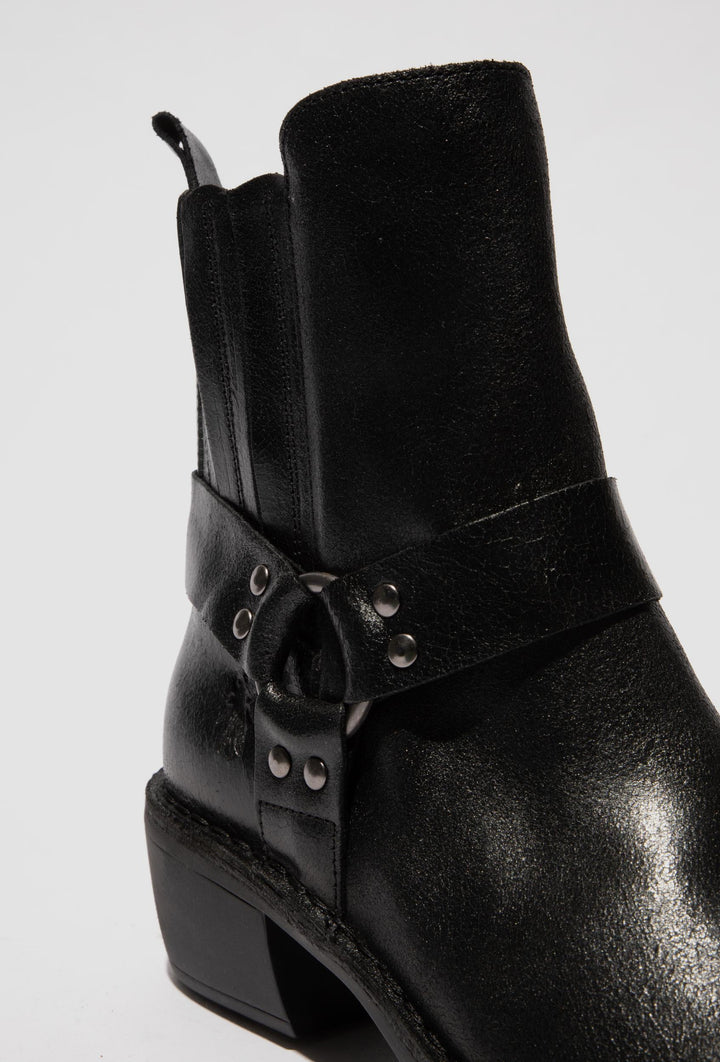 Leather Ankle Boots with a Decorative Strap