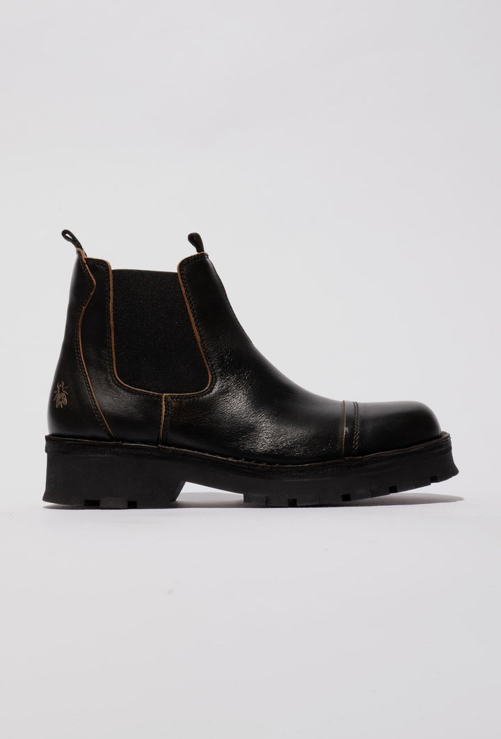 Black Chelsea Boots with a Stitched Toe