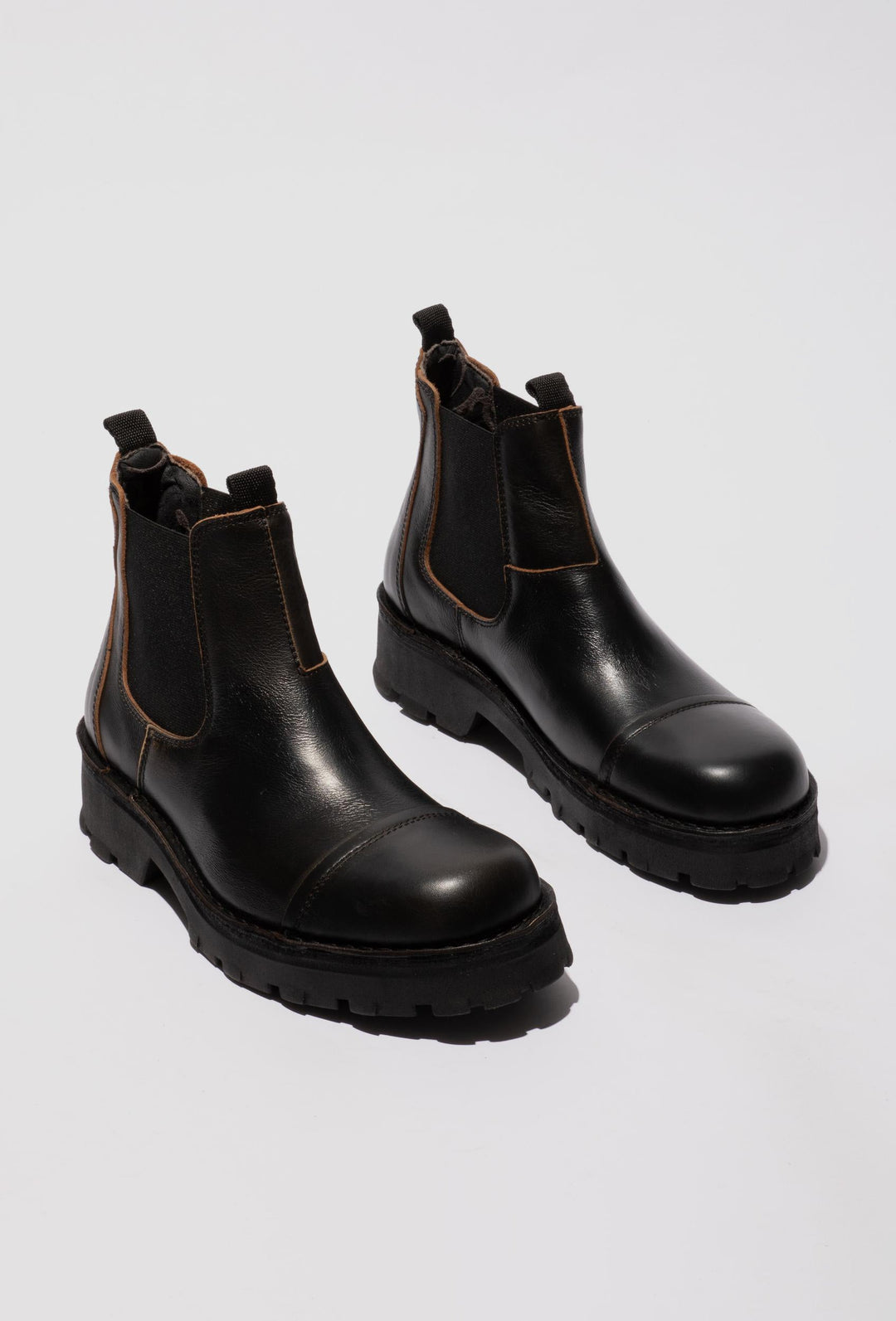 Black Chelsea Boots with a Stitched Toe