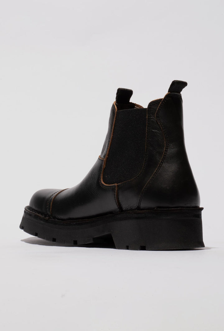 Black Chelsea Boots with a Stitched Toe