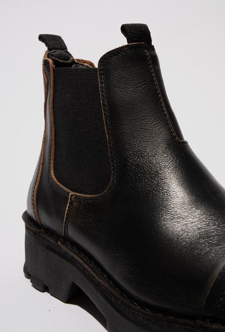 Black Chelsea Boots with a Stitched Toe