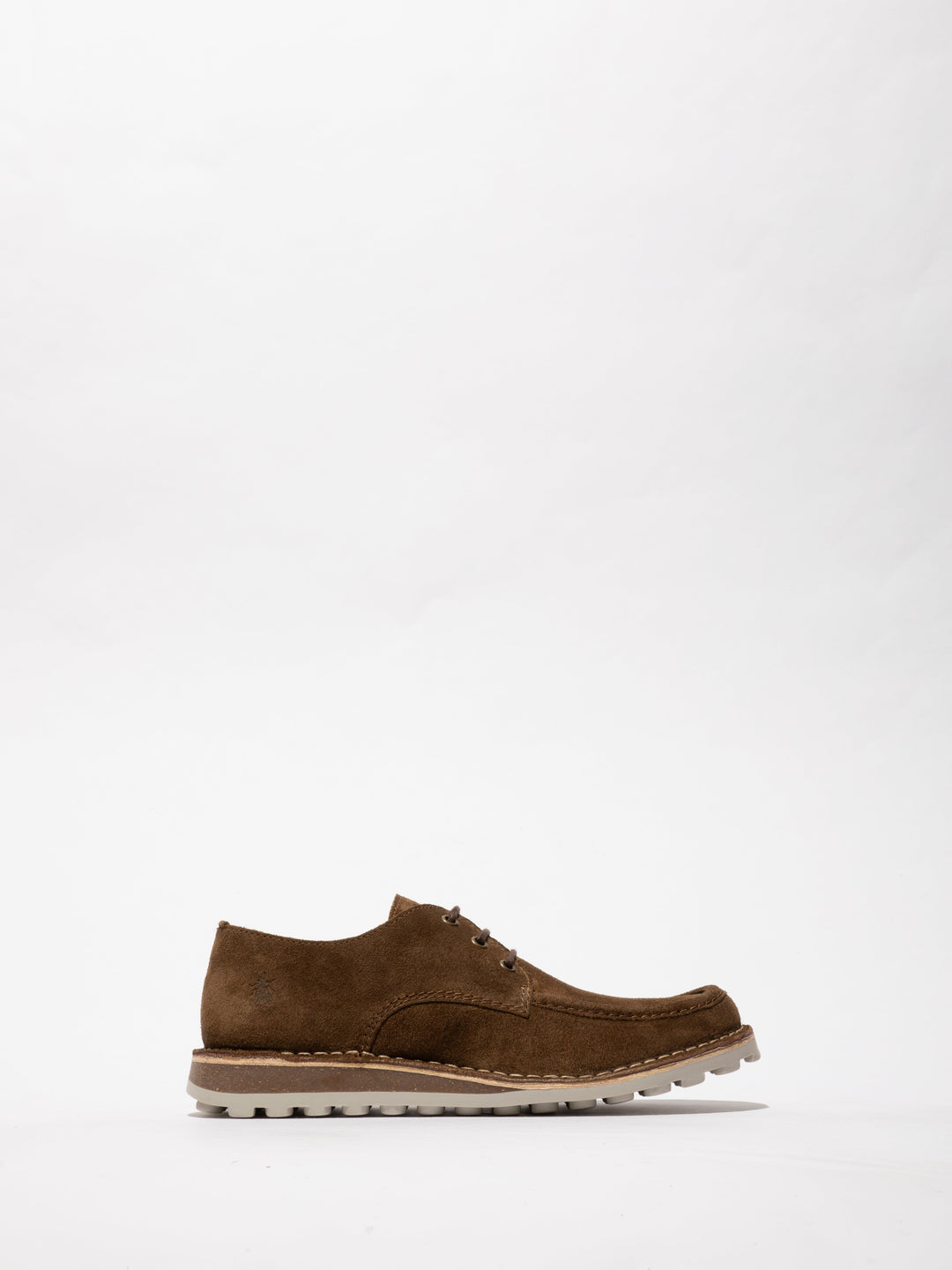 Brown Shoes with a Contoured Sole and Decorative Stitching