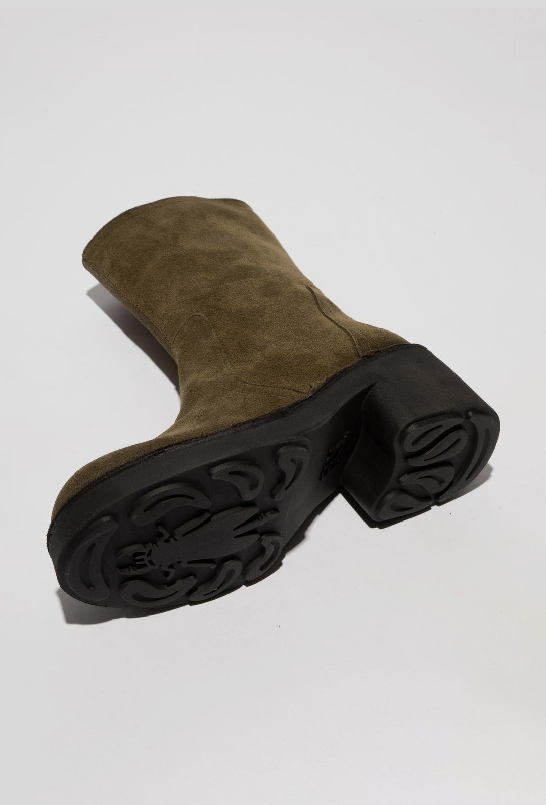 Olive Suede Ankle Boots on a Block Heel