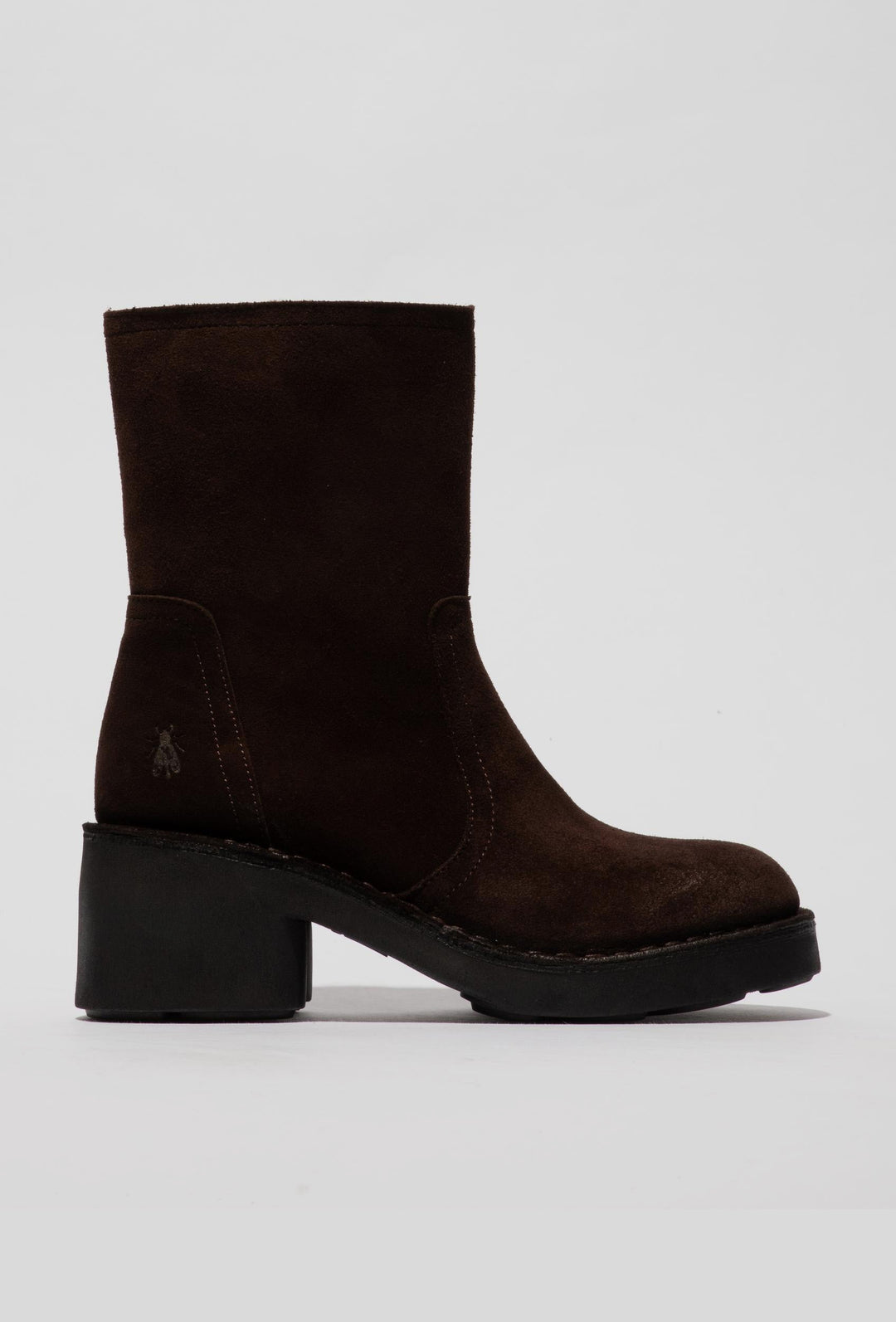Stiefeletten aus Wildleder mit Blockabsatz