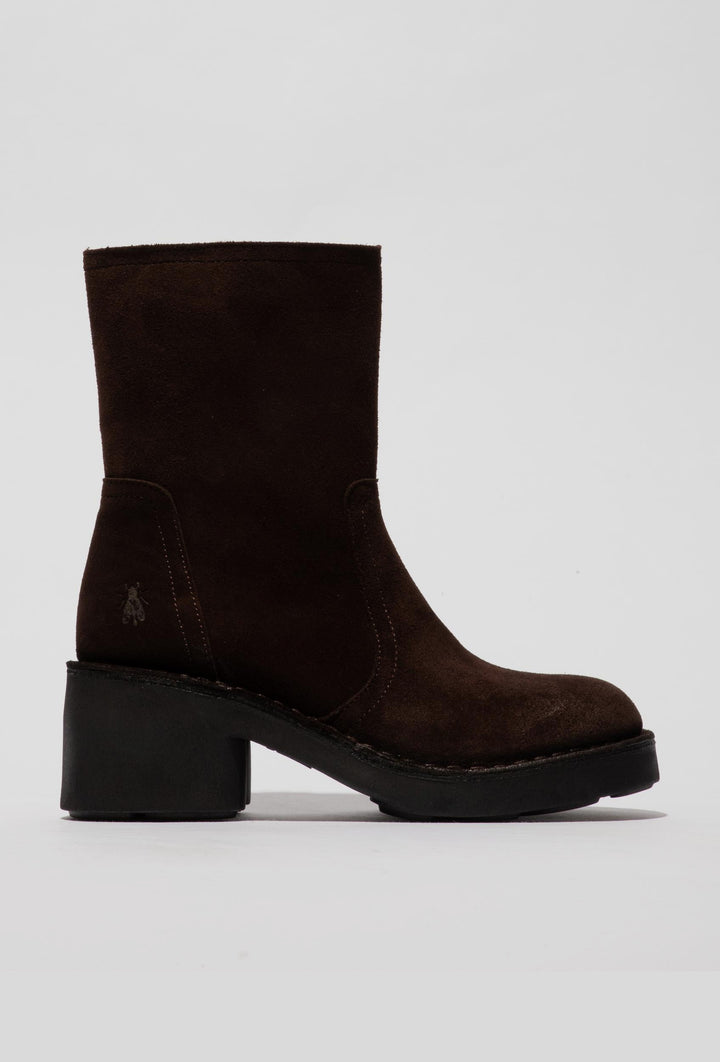 Stiefeletten aus Wildleder mit Blockabsatz