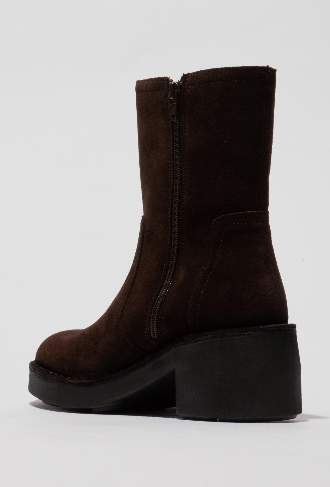 Stiefeletten aus Wildleder mit Blockabsatz