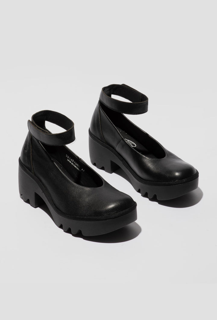 Platform Court Shoes with an Ankle Strap
