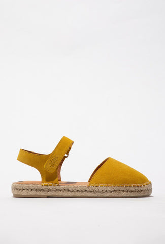 Yellow Suede Women's Espadrilles on a Braided Sole