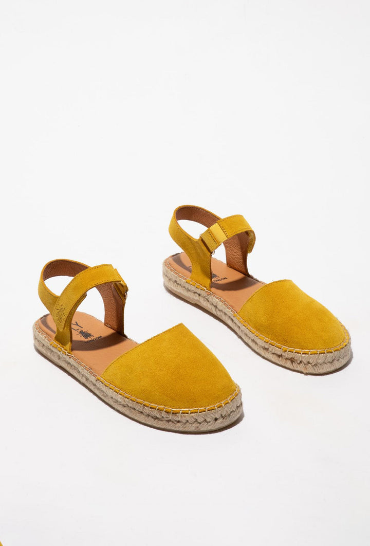 Yellow Suede Women's Espadrilles on a Braided Sole